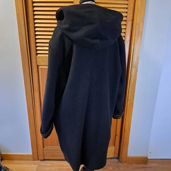 Vintage ELLABEE duffle Coat Womens Navy Blue Size L - Picture 2 of 9
